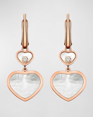 18K Rose Gold Happy Heart Mother-of-Pearl and Diamond Earrings