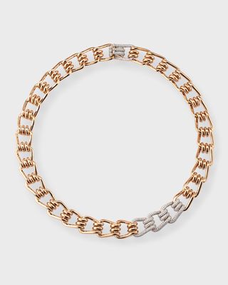 18k Rose Gold Huxley Diamond Coil Link Necklace