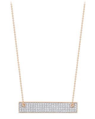 18k Rose Gold Mini Diamond Baguette Necklace