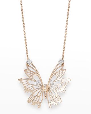 18k Rose Gold Moresca Butterfly Necklace with Diamonds