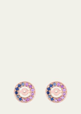 18K Rose Gold Multi-Sapphire Earring Halos