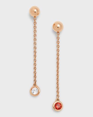 18K Rose Gold Multicolor Sapphire Mismatch Earrings, 3.5cm