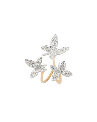 18k Rose Gold Nature Triple Diamond Butterfly Ring