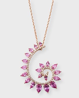 18K Rose Gold Necklace with Diamonds and Sapphires