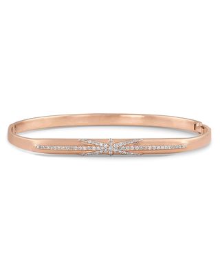 18k Rose Gold Northstar Diamond Hinged Huggie Bangle Bracelet