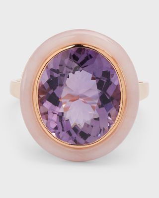 18K Rose Gold Oval-Cut Amethyst & Opal Ring