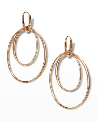 18k Rose Gold Oval Hoop-Drop Earrings