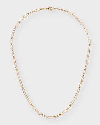 18k Rose Gold Paper Clip Necklace, 18"L