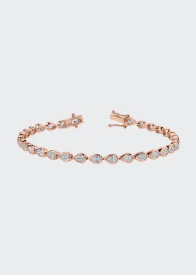18k Rose Gold Pear Diamond Bezel Tennis Bracelet