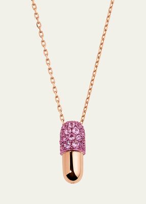 18K Rose Gold Pink Sapphire Pendant Necklace