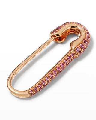 18k Rose Gold Pink Sapphire Safety Pin Earring, Single, Left