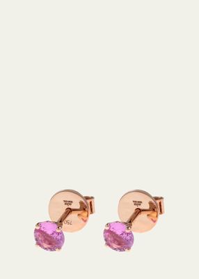18K Rose Gold Pink Sapphire Stud Earrings