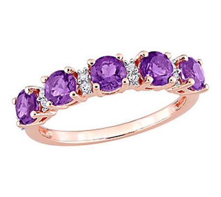 18K Rose Gold Plated 1.55 cttw Amethyst & Whi t e Topaz Ring