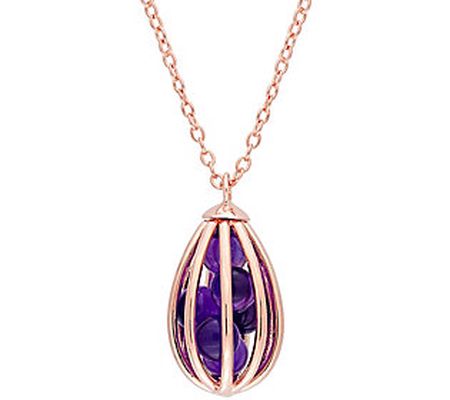 18K Rose Gold Plated 2.70 cttw Amethyst Pendant w/ Chain