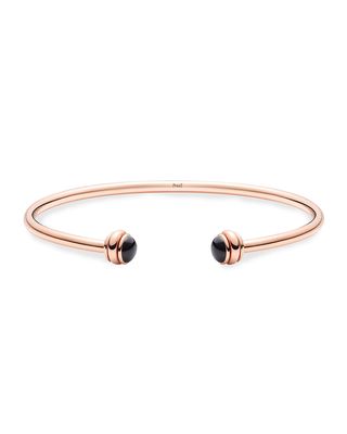 18k Rose Gold Possession Open Bangle with Black Onyx, Size L