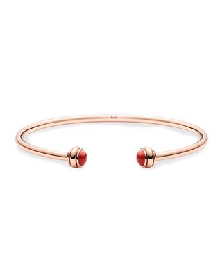 18k Rose Gold Possession Open Bangle with Carnelian, Size S