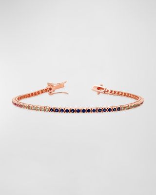 18K Rose Gold Rainbow Sapphire Tennis Bracelet