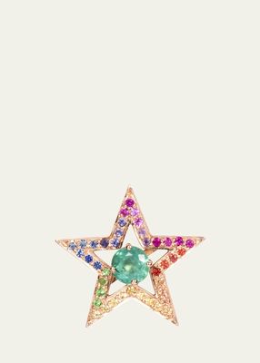 18K Rose Gold Rainbow Star Earring Jacket, Single