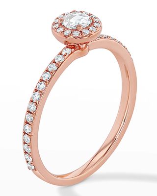 18k Rose Gold Rose-Cut Diamond Ring, Size 5