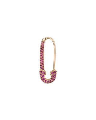 18k Rose Gold Ruby Safety Pin Earring, Single, Left