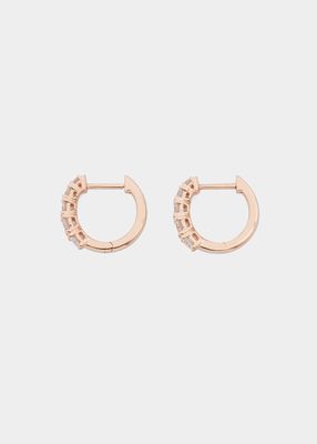 18k Rose Gold Small Diamond Huggie Earrings