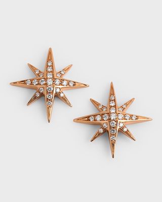 18K Rose Gold Star Diamond Stud Earrings