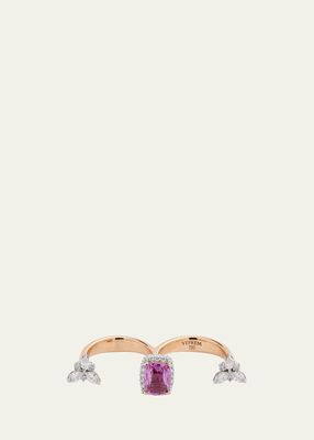 18K Rose Gold Statement Ring with Pink Sapphire and Diamonds