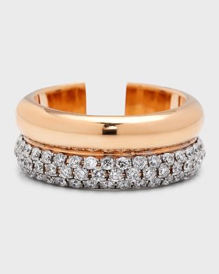 18K Rose Gold Thoby Diamond 2-Row Tubular Cuff Ring