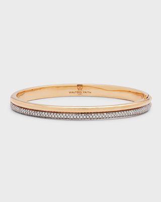 18K Rose Gold Thoby Diamond Tubular Hinged Bangle Bracelet