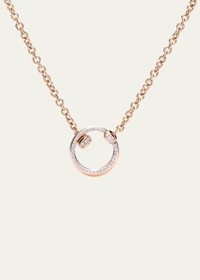 18k Rose Gold Together Diamond Circle Pendant Necklace