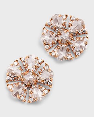 18K Rose Gold Tulip Diamond Stud Earrings