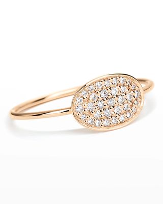 18k Rose Gold White Diamond Mini Sequin Ring, Size 6