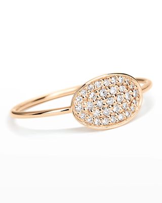 18k Rose Gold White Diamond Mini Sequin Ring, Size 7