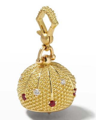 18k Sequence Bell Diamond and Ruby Charm