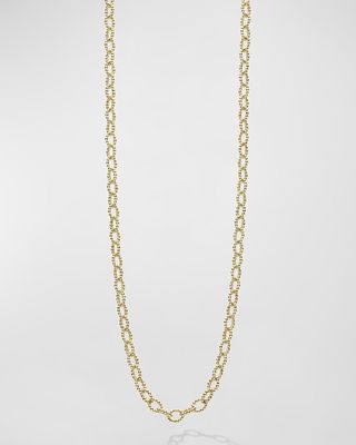 18K Signature Caviar 4x3mm Oval Link Chain Necklace, 18"L