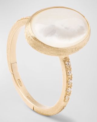 18K Siviglia Mother-of-Pearl Ring with White Diamonds, Size 7