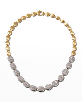 18K Siviglia Yellow and White Gold Diamond Pave Necklace