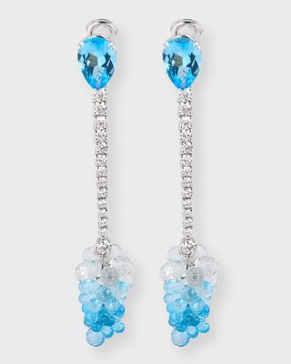 18K Spaghetti Earrings with Blue Topaz and Diamonds