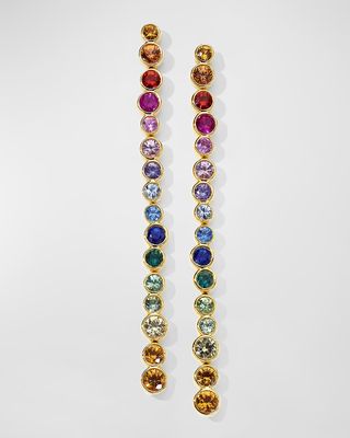 18K Starlet Long Post Earrings with Mixed Sapphires