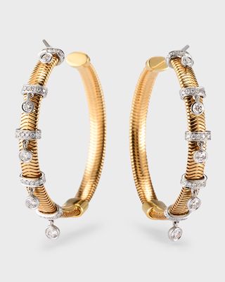 18K Two-Tone Gold Earrings with Diamonds