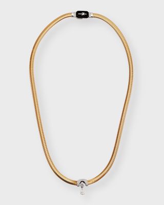 18K Two-Tone Gold Feelings Necklace with Diamonds