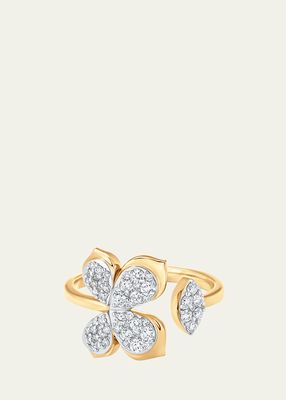 18K Two-Tone Gold Lierre Diamond Pear And Marquise Cluster Open Ring