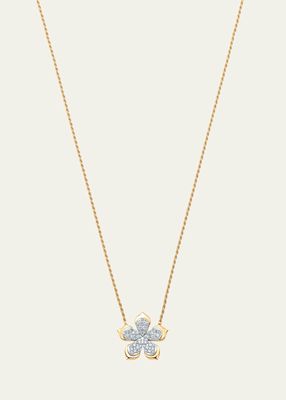 18K Two-Tone Gold Lierre Pear Diamond Flower Station Necklace