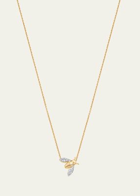 18K Two-Tone Gold Queen Bee Diamond Petite Pendant Necklace, 16"L