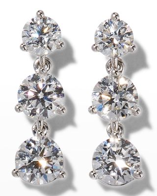 18k White Gold 3-Diamond Drop Earrings