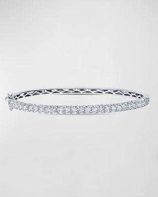 18k White Gold 3-Side Diamond Bangle Bracelet