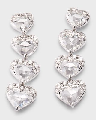 18K White Gold 4-Heart Diamond Earring Crawlers