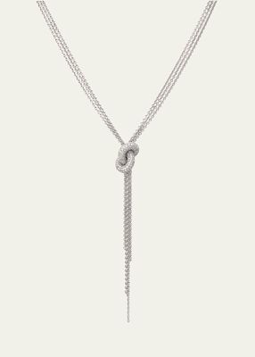 18K White Gold Absolutely Knot Pave Necklace with Diamonds