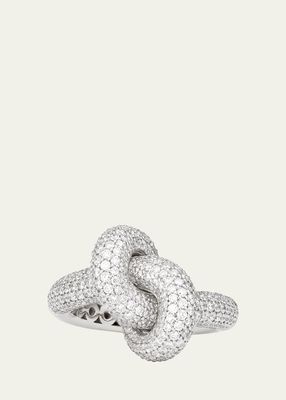 18K White Gold Absolutely Loose Knot Ring with Diamonds, Size 53