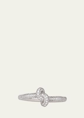 18K White Gold Absolutely Slim Knot Ring with Diamonds
